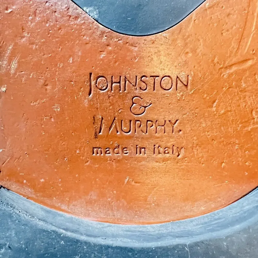 Johnston & Murphy Shoes Mens 10 Black Leather Cap Toe Derby Oxford Dress Italy